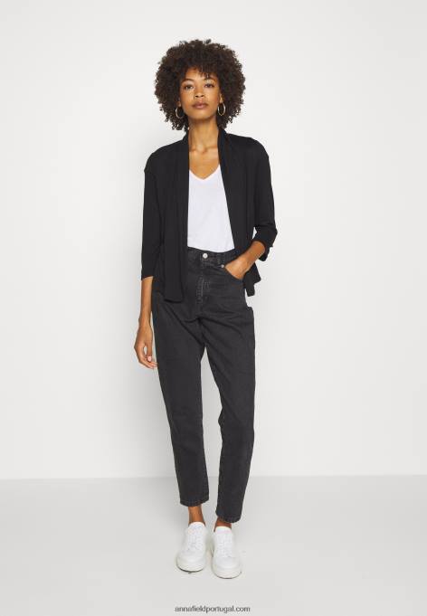 mulheres pacote básico com decote em v ombro caído 2 camiseta básica preta/branca F4BZ0D261 Anna Field