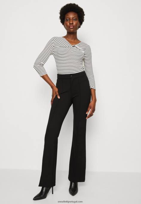 mulheres top de manga comprida branco/preto F4BZ0D575 Anna Field