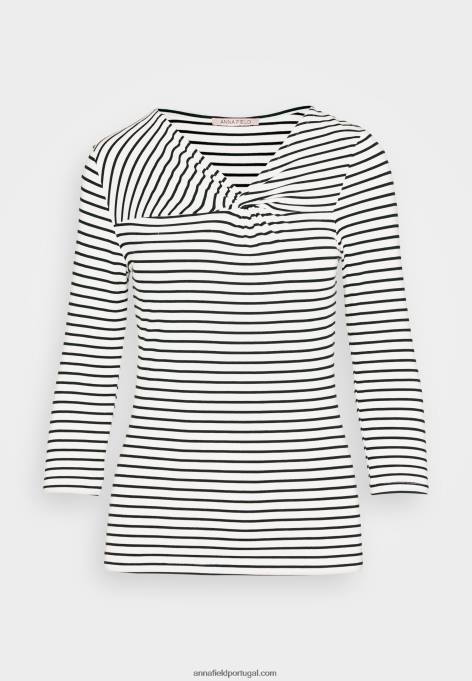 mulheres top de manga comprida branco/preto F4BZ0D575 Anna Field