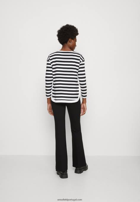 mulheres top de manga comprida branco/preto F4BZ0D585 Anna Field