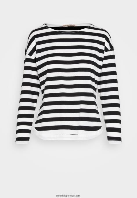mulheres top de manga comprida branco/preto F4BZ0D585 Anna Field
