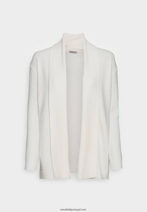 mulheres cardigã de gola dobrada com nervuras off white F4BZ0D827 Anna Field