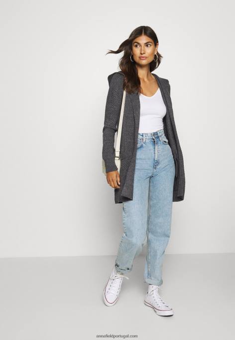 mulheres cardigan cinza escuro melange F4BZ0D823 Anna Field