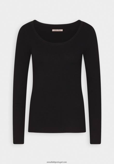 mulheres jumper preto detalhe botão F4BZ0D848 Anna Field
