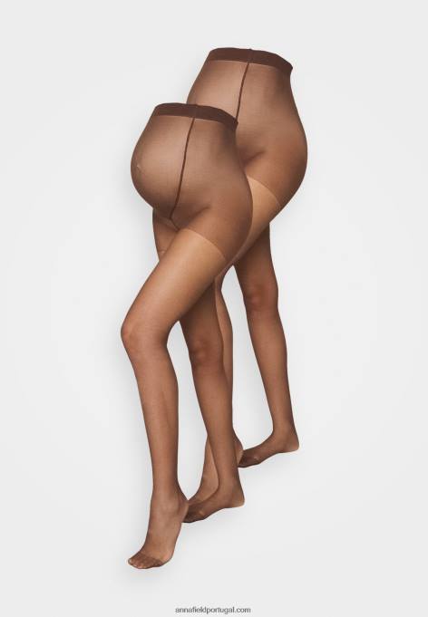 mulheres 20 den pacote com 2 meias marrom escuro F4BZ0D1100 Anna Field