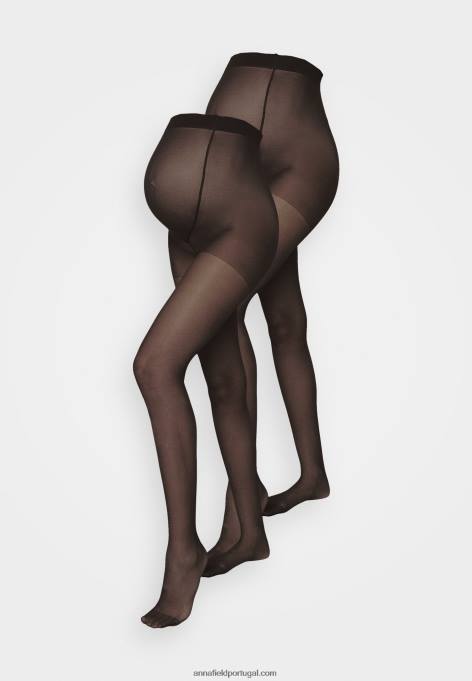 mulheres 20 den pacote com 2 meias pretas F4BZ0D1095 Anna Field