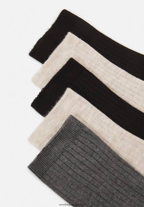 mulheres 5 pack de meias bege/preto/cinzento F4BZ0D1120 Anna Field