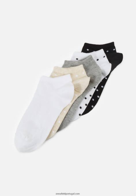 mulheres 5 pack de meias cinza/branco/preto F4BZ0D1137 Anna Field