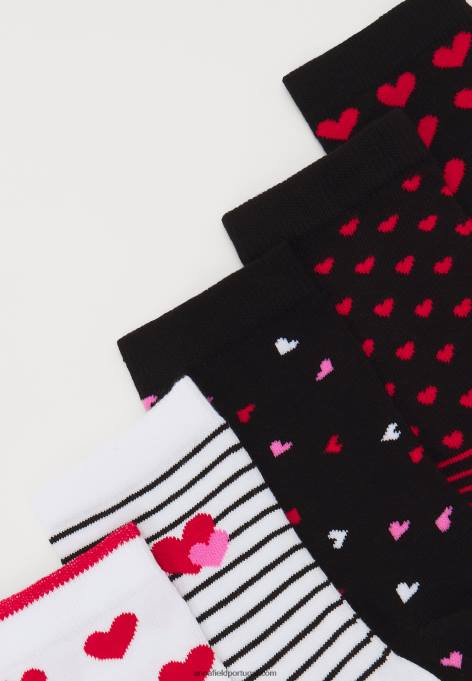 mulheres 5 pack de meias pretas/brancas F4BZ0D1140 Anna Field