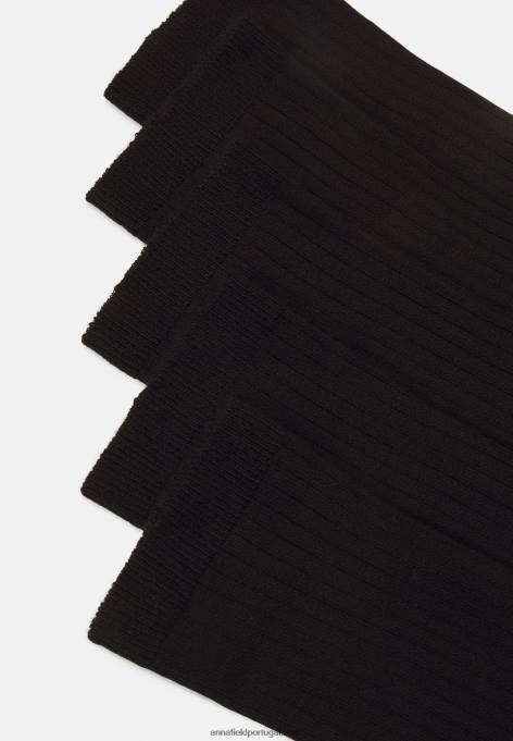 mulheres 5 pacotes de meias pretas F4BZ0D1143 Anna Field