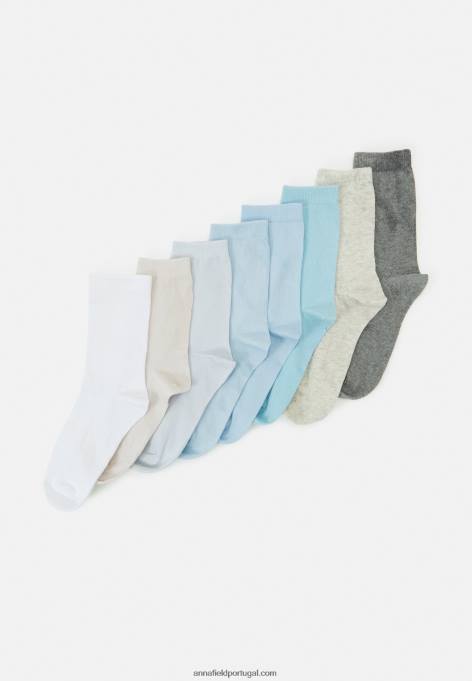 mulheres 8 pack de meias azul/cinzento F4BZ0D1119 Anna Field
