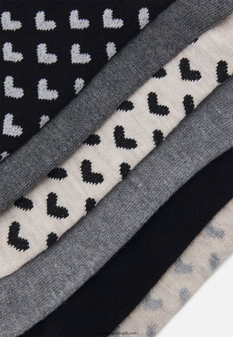 mulheres 8 pack de meias pretas/cinzentas F4BZ0D1138 Anna Field