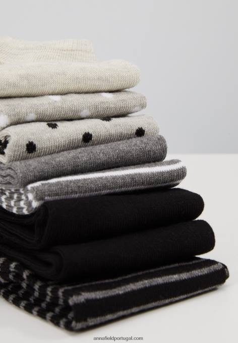 mulheres 8pp meias listradas cinza F4BZ0D1144 Anna Field