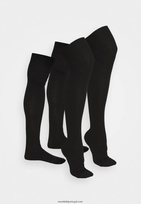 mulheres Pacote de 2 meias over the knee pretas F4BZ0D1159 Anna Field