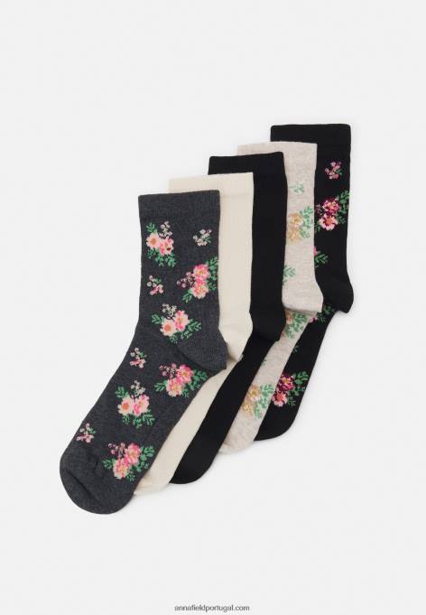 mulheres meias pretas/bege F4BZ0D1129 Anna Field