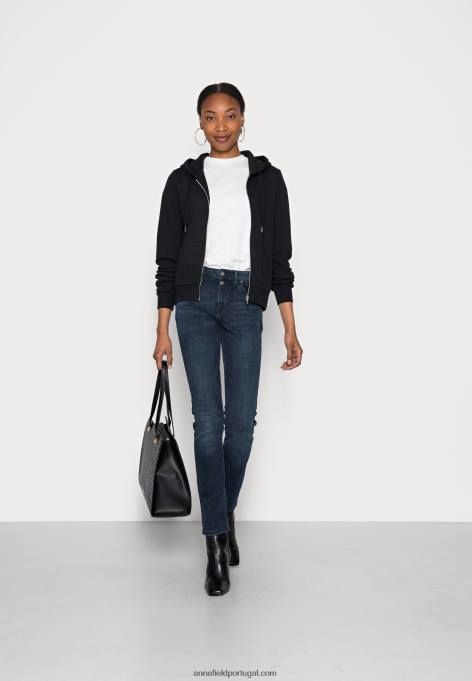 mulheres moletom com zíper preto F4BZ0D768 Anna Field