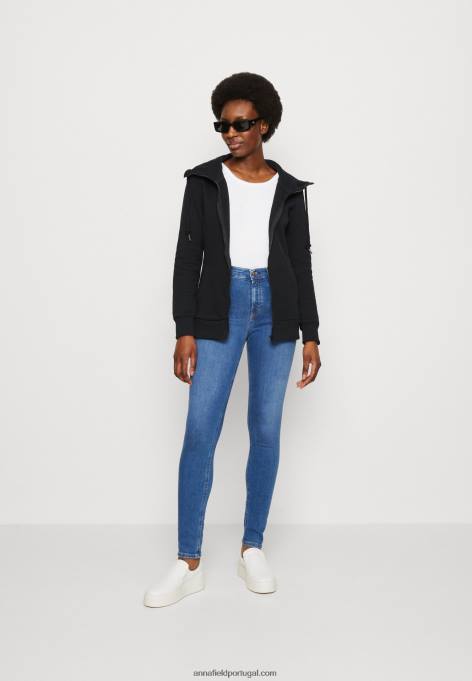 mulheres moletom com zíper preto F4BZ0D770 Anna Field