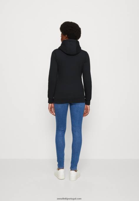 mulheres moletom com zíper preto F4BZ0D770 Anna Field