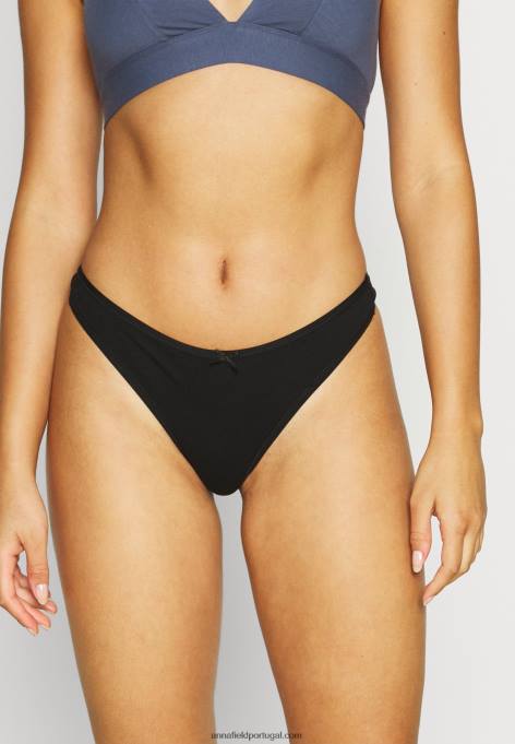 mulheres 10 pack tanga preta F4BZ0D982 Anna Field