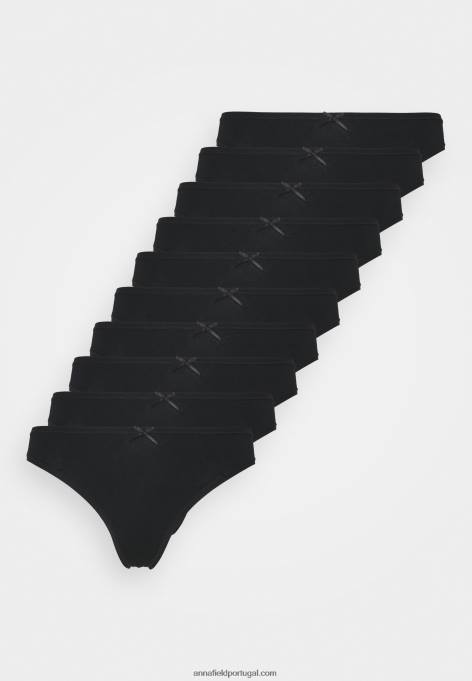 mulheres 10 pack tanga preta F4BZ0D982 Anna Field