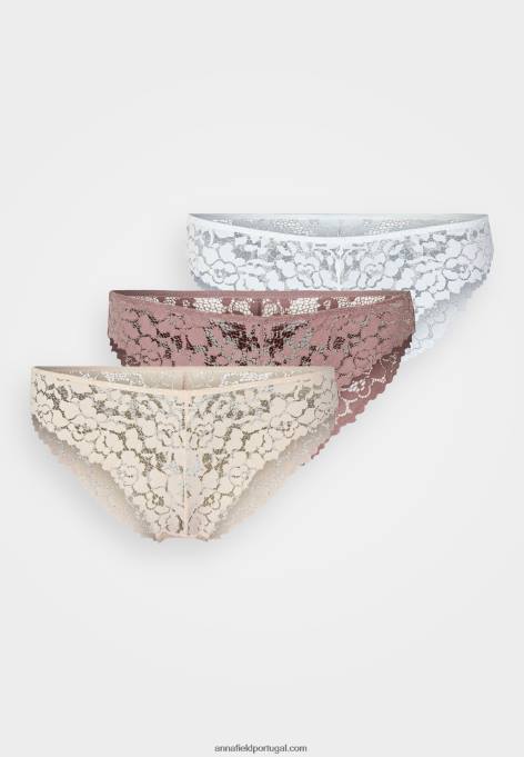 mulheres 3pp cueca verde nude/branco/rosa F4BZ0D981 Anna Field