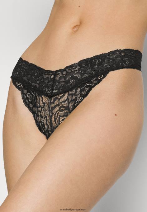 mulheres 5 pack tanga preta F4BZ0D1003 Anna Field