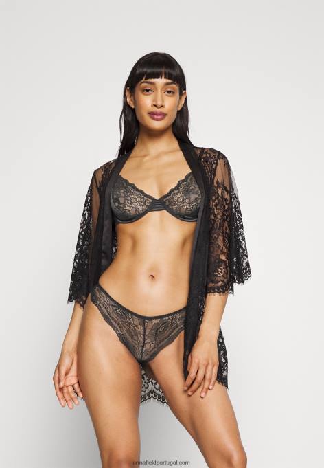 mulheres 5 pack tanga preta F4BZ0D1006 Anna Field