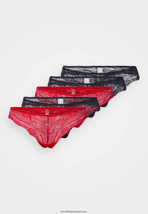 mulheres 5 pack tanga vermelha/azul F4BZ0D1001 Anna Field