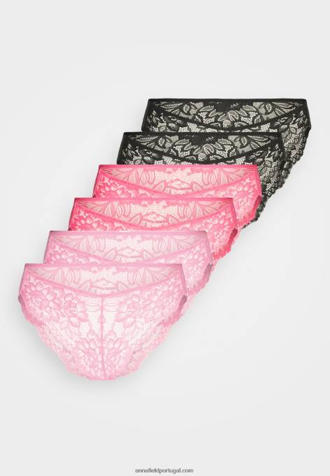 mulheres 7 pack tanga rosa F4BZ0D1005 Anna Field