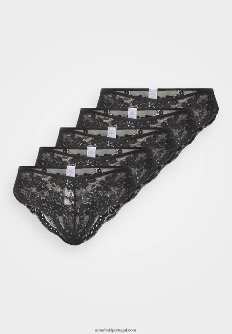 mulheres Pacote com 5 cuecas pretas F4BZ0D997 Anna Field
