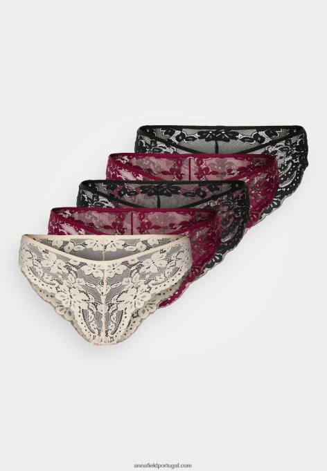 mulheres Pacote com 5 cuecas preto/vermelho/nude F4BZ0D994 Anna Field