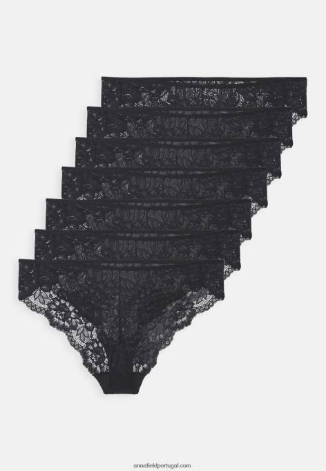 mulheres Pacote com 7 cuecas de renda nova variação da cueca micro painel greer preta F4BZ0D956 Anna Field