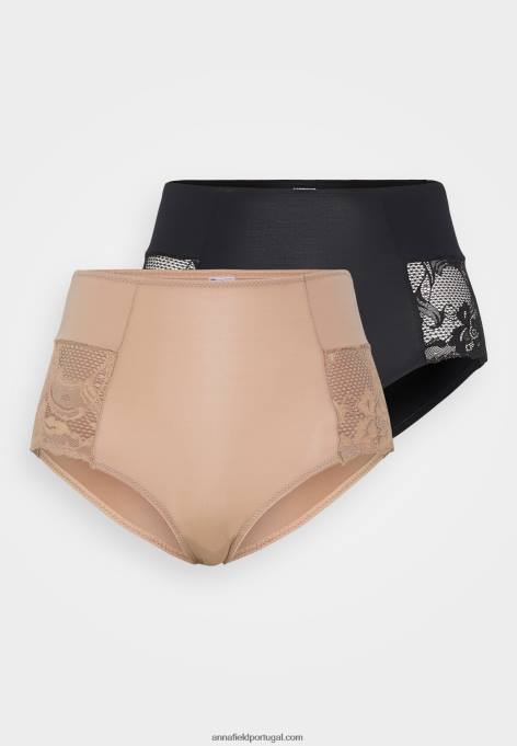 mulheres Pacote de 2 cuecas pretas/nudes F4BZ0D987 Anna Field