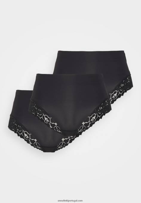 mulheres cueca cintura alta juniper 3pp preta F4BZ0D989 Anna Field