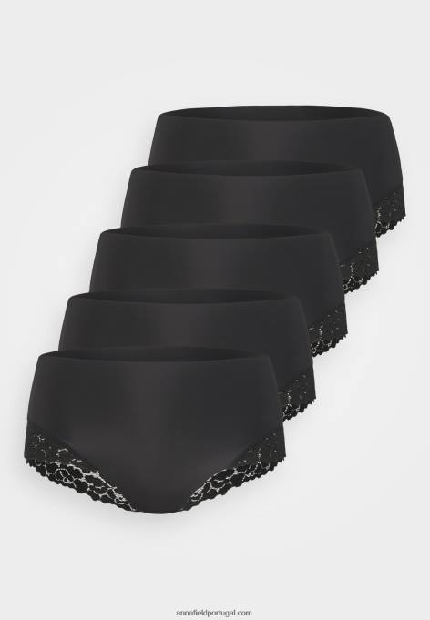 mulheres cueca cintura alta juniper 5pp preta F4BZ0D968 Anna Field