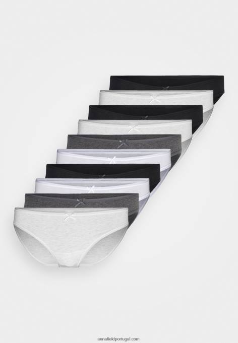 mulheres pacote de 10 cuecas shannon cinza F4BZ0D999 Anna Field