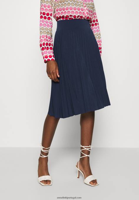 mulheres minissaia evasê plissada saia evasê azul marinho F4BZ0D774 Anna Field