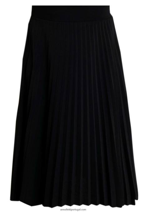 mulheres minissaia evasê plissada saia evasê preta F4BZ0D776 Anna Field