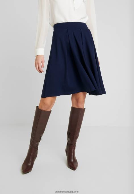 mulheres saia evasê azul marinho F4BZ0D772 Anna Field