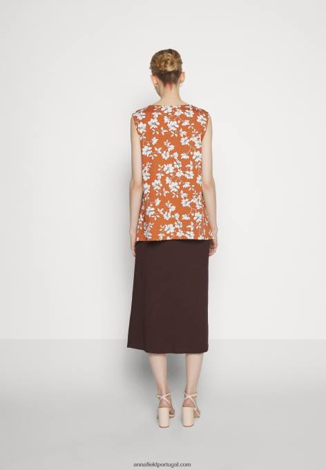 mulheres saia evasê marrom F4BZ0D781 Anna Field