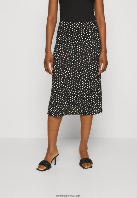 mulheres saia evasê preta F4BZ0D790 Anna Field