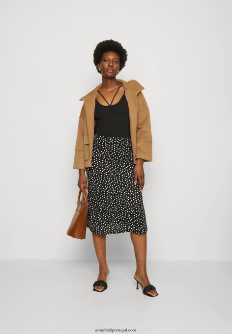 mulheres saia evasê preta F4BZ0D790 Anna Field