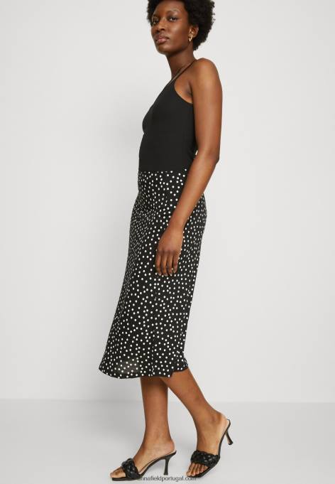 mulheres saia evasê preta F4BZ0D790 Anna Field