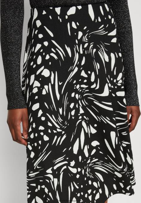 mulheres saia evasê preta/branca F4BZ0D788 Anna Field