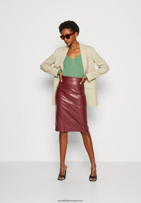 mulheres saia lápis bordeaux F4BZ0D803 Anna Field