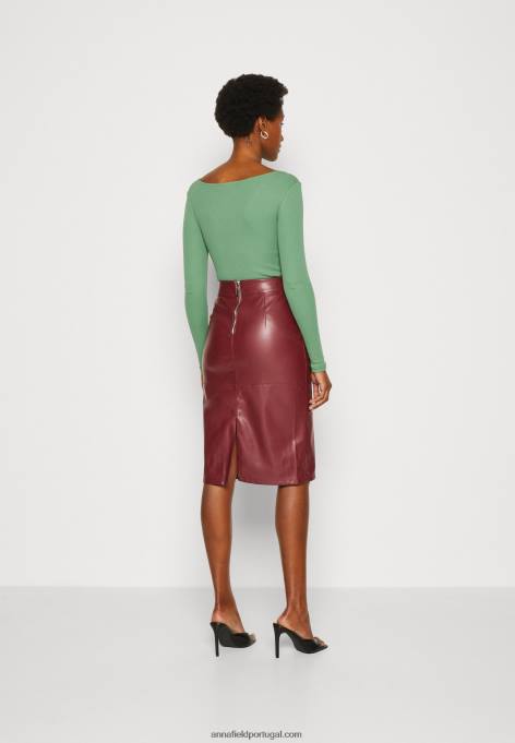 mulheres saia lápis bordeaux F4BZ0D803 Anna Field