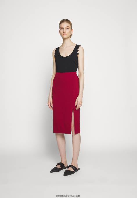 mulheres saia lápis vermelho escuro F4BZ0D806 Anna Field