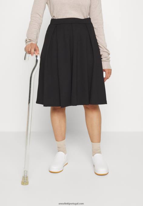 mulheres saia plissada preta F4BZ0D779 Anna Field