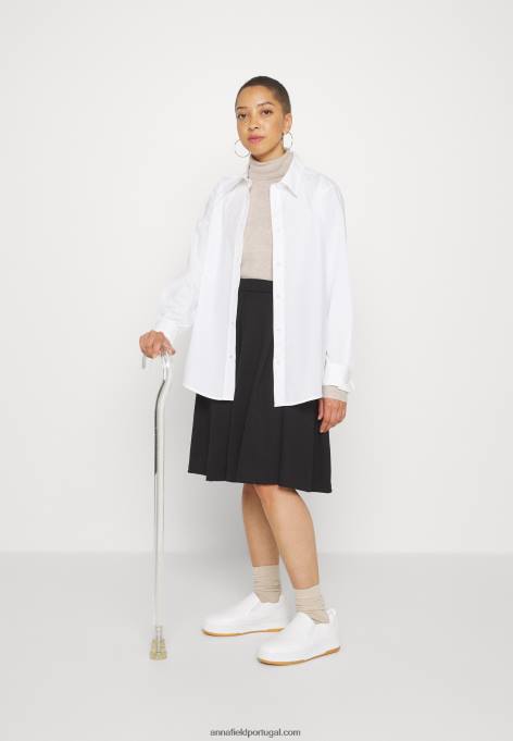 mulheres saia plissada preta F4BZ0D779 Anna Field