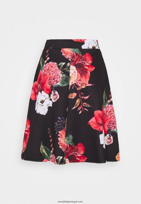 mulheres saia plissada preta/rosa F4BZ0D778 Anna Field